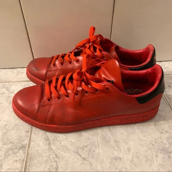Raf Simons x Stan Smith Red Sneakers Adidas Size 10.5